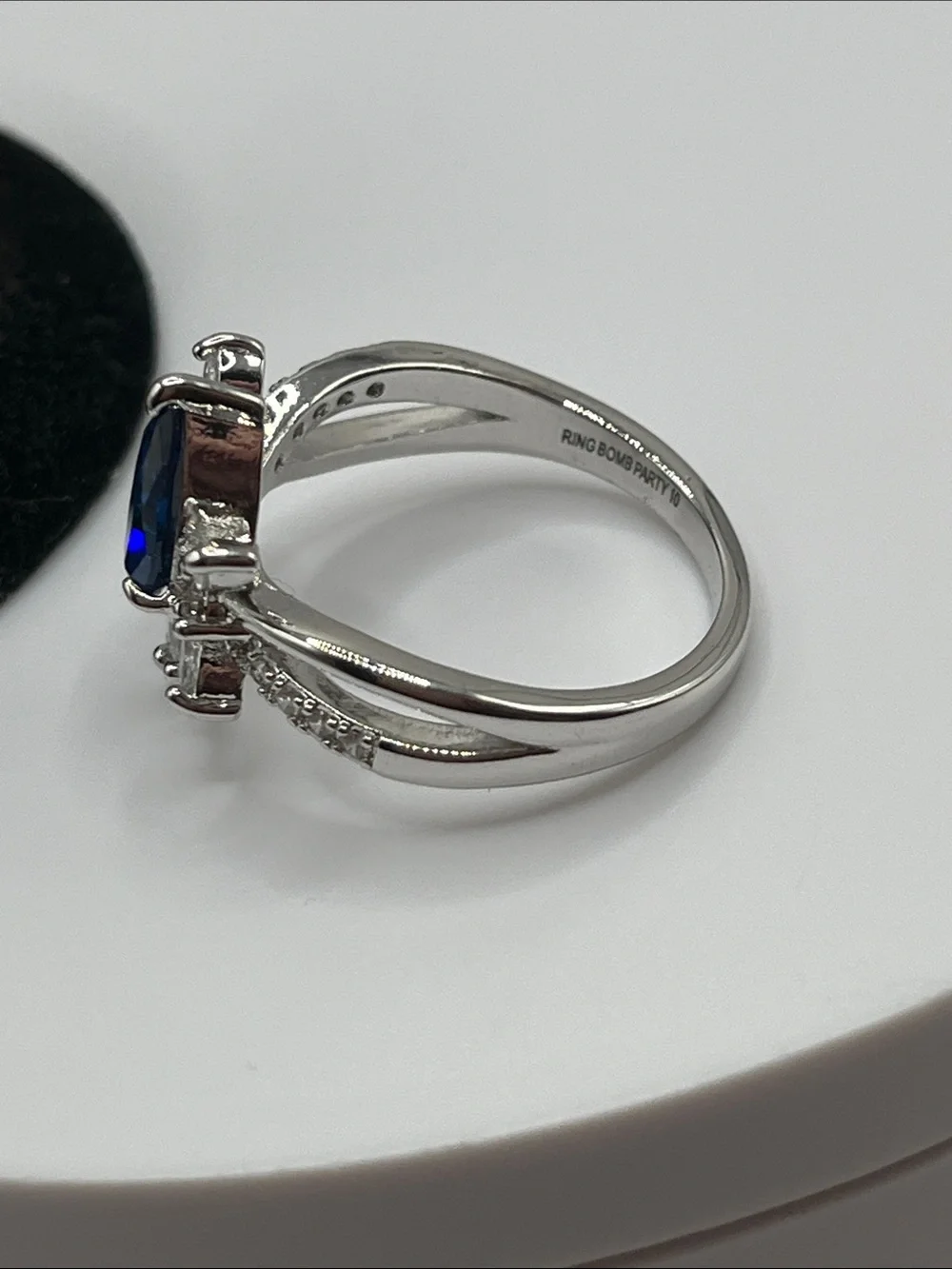 Bomb Party Blue Teardrop Halo Ring  10